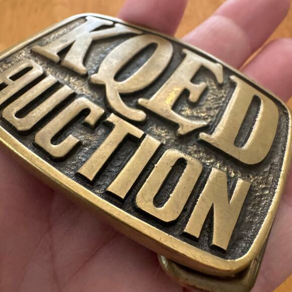 Vintage 1978 KQED Auction Brass Belt Buckle San Francisco Public FM Radio - Picture 6 of 10